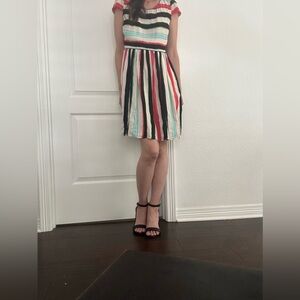 Anthropologie Maeve Size 2 Multicolored Stripe Dress Cap Sleeve